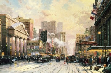new york Painting - New York Snow on Seventh Avenue 1932 TK cityscape